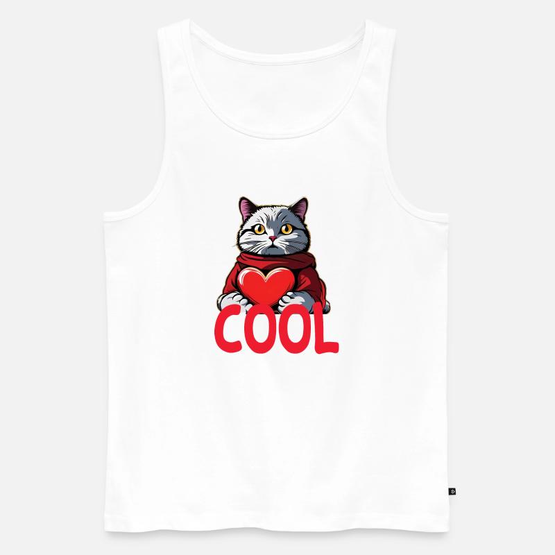 Cool Katze - Cool Cat - Männer Premium Bio Tank Top - Weiß