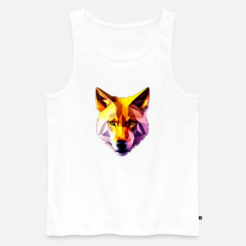 Low Poly Wolf Gesicht Design - Männer Premium Bio Tank Top - Weiß
