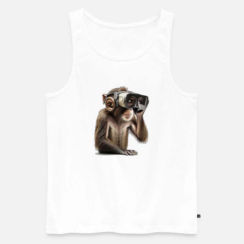 Monksy - Affe mit Virtual-Reality-Brille - Männer Premium Bio Tank Top - Weiß
