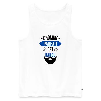 Barbu l' homme parfait est barbu humour barbe - Débardeur bio Premium Homme - blanc - Devant - Michal (187cm)