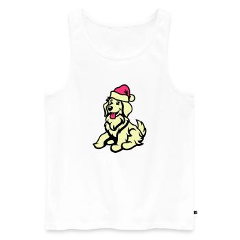 Chien Bande Dessinée Animal Noël - Débardeur bio Premium Homme - blanc - Devant - Michal (187cm)