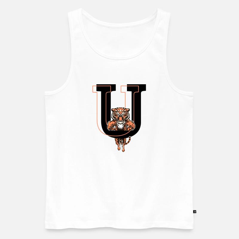 Buchstabe u Tiger - Geschenkidee - Männer Premium Bio Tank Top - Weiß