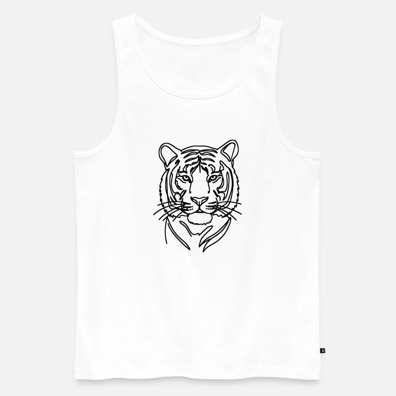 Tiger Single Line Art - Männer Premium Bio Tank Top - Weiß