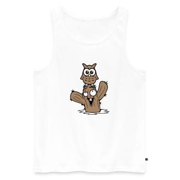 Owl Cactus Desert 2 Friends Happy Team Cartoon - Men's Premium Organic Tank Top - white - Front - Michal (187cm)