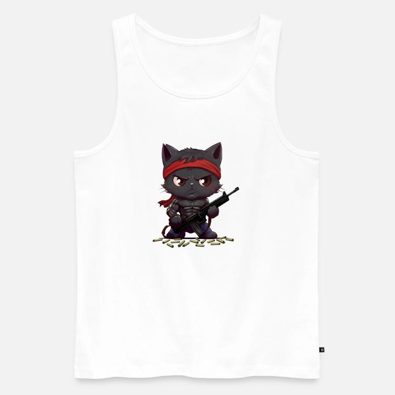 Rambo's Kitty Vendetta - Männer Premium Bio Tank Top - Weiß