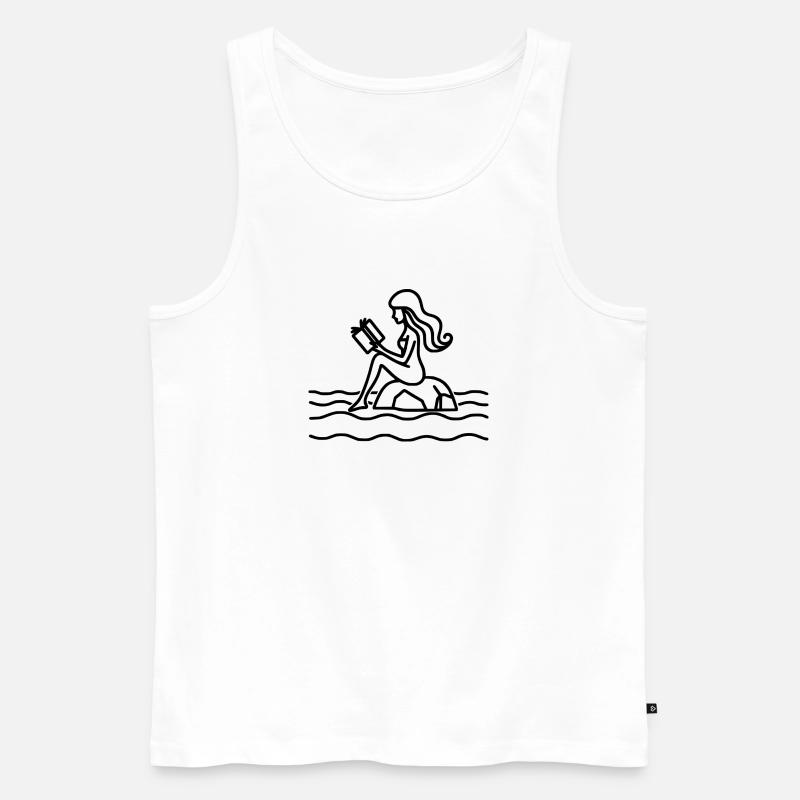 Meerjungfrau liest ein Buch - Männer Premium Bio Tank Top - Weiß