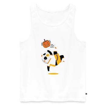 Lustiger Halloween Fussball Panda Geschenkidee - Männer Premium Bio Tank Top - Weiß - Vorne - Michal (187cm)