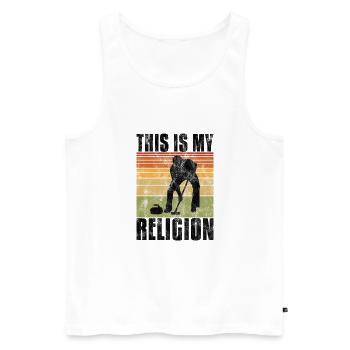 Curling is my religion Curler Eisstockschießen - Men's Premium Organic Tank Top - white - Front - Michal (187cm)