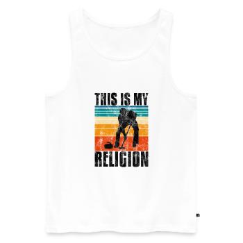 Curling is my religion Curler Eisstockschießen - Men's Premium Organic Tank Top - white - Front - Michal (187cm)