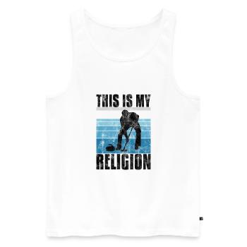 Curling is my religion Curler Eisstockschießen - Men's Premium Organic Tank Top - white - Front - Michal (187cm)