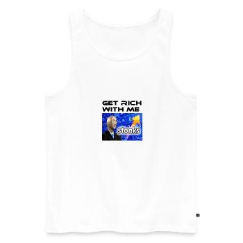 Get rich with me, Stonks meme - Men's Premium Organic Tank Top - white - Front - AI Model Male 178 light (178cm)