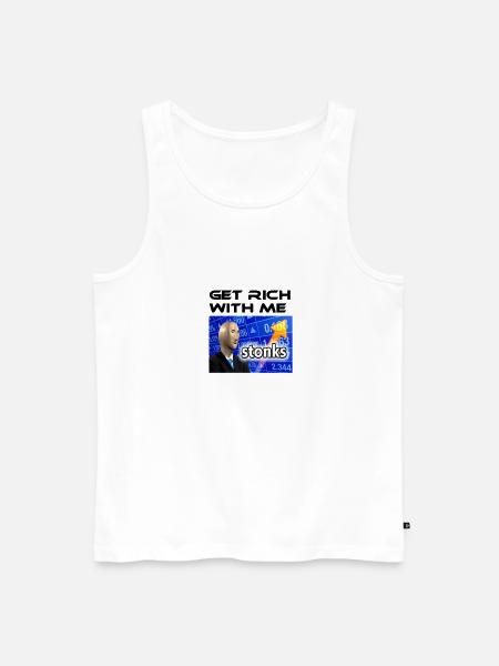 Get rich with me, Stonks meme - Men's Premium Organic Tank Top - white