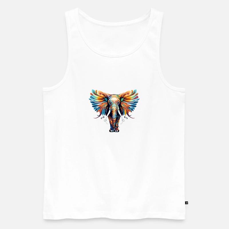 Elephant with Feathers no2 - Men's Premium Organic Tank Top - white
