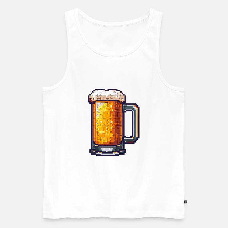 Bierkrug Pixel Bier - Männer Premium Bio Tank Top - Weiß