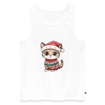 Bande dessinée de Noël de chat - Débardeur bio Premium Homme - blanc - Devant - AI Model Male 178 light (178cm)