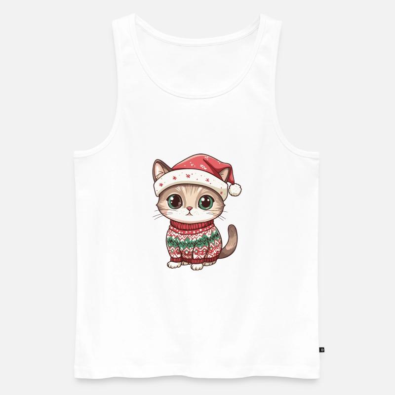 Katze Weihnachten Comic - Männer Premium Bio Tank Top - Weiß