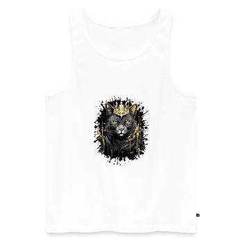 Katze Symbol Kopf Porträt Krone - Männer Premium Bio Tank Top - Weiß - Vorne - Michal (187cm)