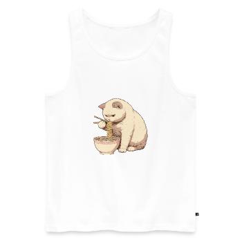 Katze isst Ramen Nudeln - Männer Premium Bio Tank Top - Weiß - Vorne - Michal (187cm)
