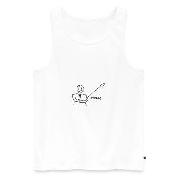 stonks meme (Farbversion) - Männer Premium Bio Tank Top - Weiß - Vorne - AI Model Male 178 light (178cm)
