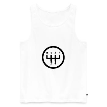 Gear Shift 5 Speed - Männer Premium Bio Tank Top - Weiß - Vorne - AI Model Male 178 light (178cm)