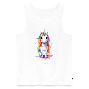 Rainbow Dreams: Kawaii Einhorn Aquarell - Männer Premium Bio Tank Top - Weiß - Vorne - Michal (187cm)