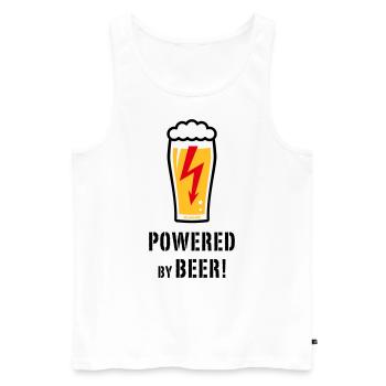 Powered By Beer! (Bier / Blitz / POS) - Männer Premium Bio Tank Top - Weiß - Vorne - AI Model Male 178 light (178cm)