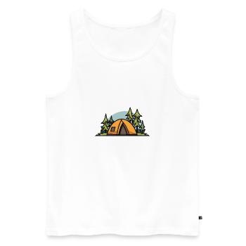 Camping Zelt Natur - Männer Premium Bio Tank Top - Weiß - Vorne - Michal (187cm)