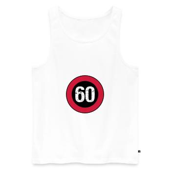 Bouclier anniversaire 60 vintage - Débardeur bio Premium Homme - blanc - Devant - AI Model Male 178 light (178cm)