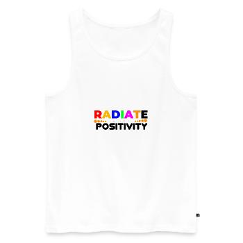 Radiate Positivity - Men's Premium Organic Tank Top - white - Front - AI Model Male 178 light (178cm)