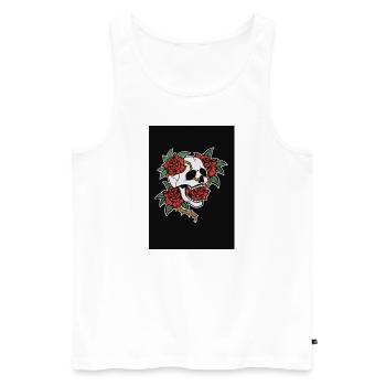Crâne et roses - Débardeur bio Premium Homme - blanc - Devant - Michal (187cm)