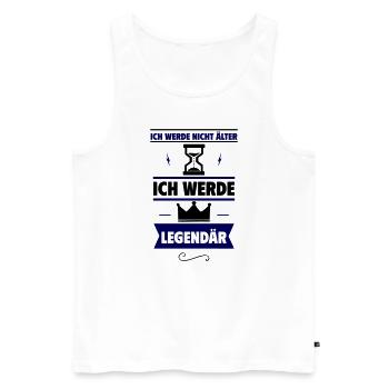 Originelles Geburtstagsgeschenk:Ich werde legendär - Männer Premium Bio Tank Top - Weiß - Vorne - Michal (187cm)