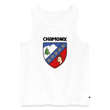 Coat of arms Mignon Chamonix Mont Blanc Haute Savoie - Men's Premium Organic Tank Top - white - Front - AI Model Male 178 light (178cm)