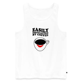 Easily Distracted By Coffee Coffee Lipstick - Men's Premium Organic Tank Top - white - Front - Michal (187cm)