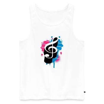 une clé de sol comme un graffiti - Débardeur bio Premium Homme - blanc - Devant - Michal (187cm)