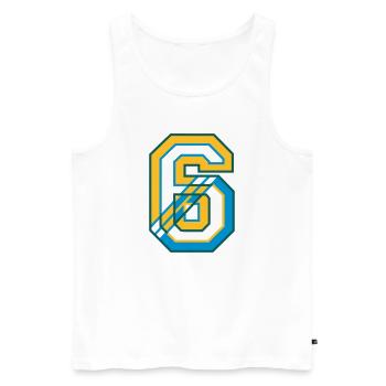Maillot numéro six au Style Varsity - Débardeur bio Premium Homme - blanc - Devant - Michal (187cm)