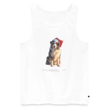 Boder Collie Weihnachts-Hund im Santa-Hut - Männer Premium Bio Tank Top - Weiß - Vorne - Michal (187cm)