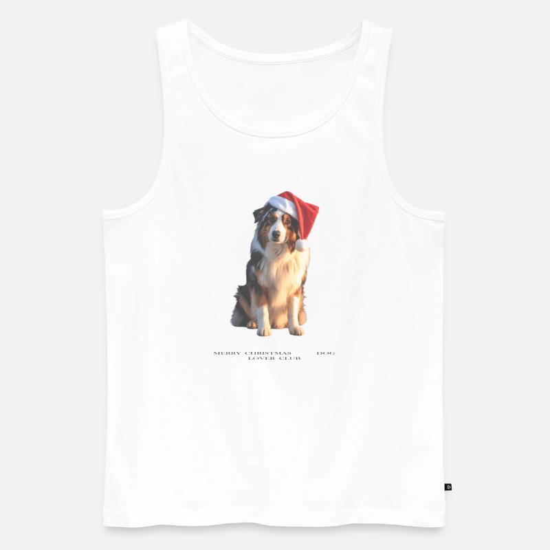 Boder Collie Weihnachts-Hund im Santa-Hut - Männer Premium Bio Tank Top - Weiß