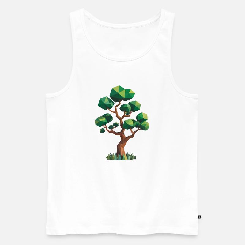 Baum - Cooles Low Poly Logo - Männer Premium Bio Tank Top - Weiß