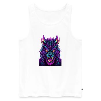 Neon Wolf Spirit - Men's Premium Organic Tank Top - white - Front - Michal (187cm)
