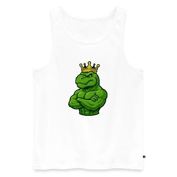 Dinosaure T-Rex fort avec couronne confiante - Débardeur bio Premium Homme - blanc - Devant - Michal (187cm)
