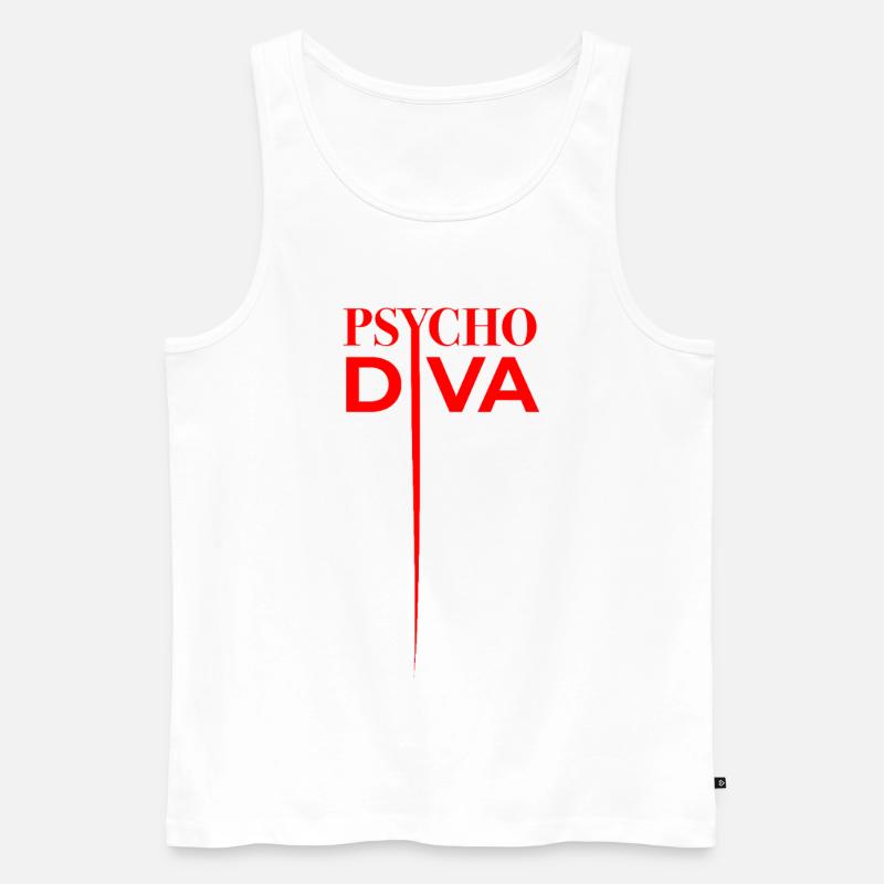 Psycho Diva – Sarkasmus-Spruch Rot - Männer Premium Bio Tank Top - Weiß