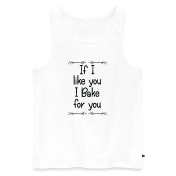 Wenn ich dich mag, backe ich für dich - Männer Premium Bio Tank Top - Weiß - Vorne - Michal (187cm)