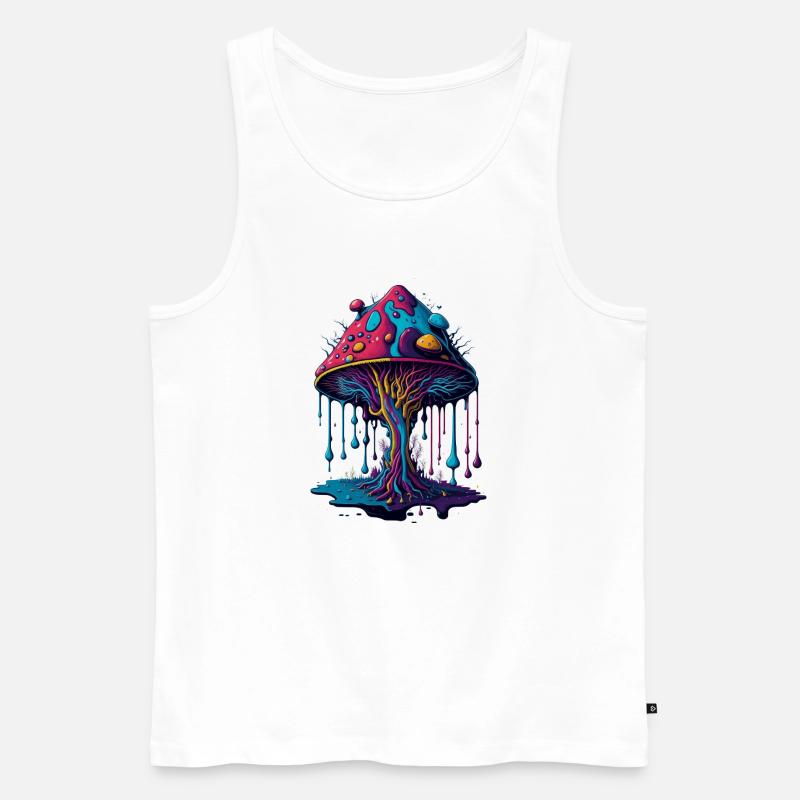 Psychedelischer Leuchtpilz Wald - Männer Premium Bio Tank Top - Weiß