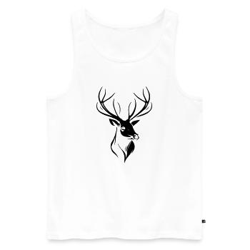 Elegante Silhouette eines schwarzen Hirschkopfes - Männer Premium Bio Tank Top - Weiß - Vorne - Michal (187cm)