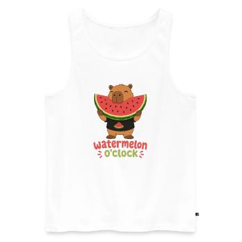Watermelon O'Clock Cabybara - Men's Premium Organic Tank Top - white - Front - Michal (187cm)