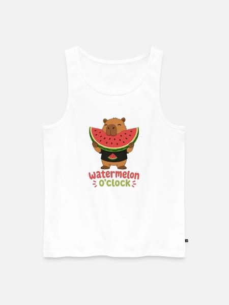 Watermelon O'Clock Cabybara - Men's Premium Organic Tank Top - white