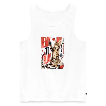 Ready to Play – Playing Bengal Cat in Action - Men's Premium Organic Tank Top - white - Front - Michal (187cm)