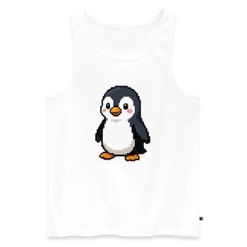 Pixel Penguin : esthétique rétro ludique - Débardeur bio Premium Homme - blanc - Devant - Michal (187cm)