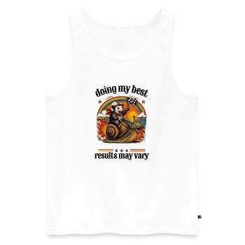 Rat de course sur un escargot - Débardeur bio Premium Homme - blanc - Devant - Michal (187cm)