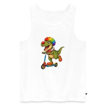 Cute Dino T-Rex Clown on Roller - Men's Premium Organic Tank Top - white - Front - Michal (187cm)